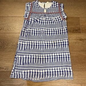 J. Crew Crewcuts Girls Gingham Navy Dress Embroidered Lined Sz 14 Summer/Fall